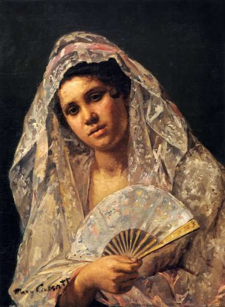 Spanish Dancer Wearing A Lace Mantilla by Mary Cassatt