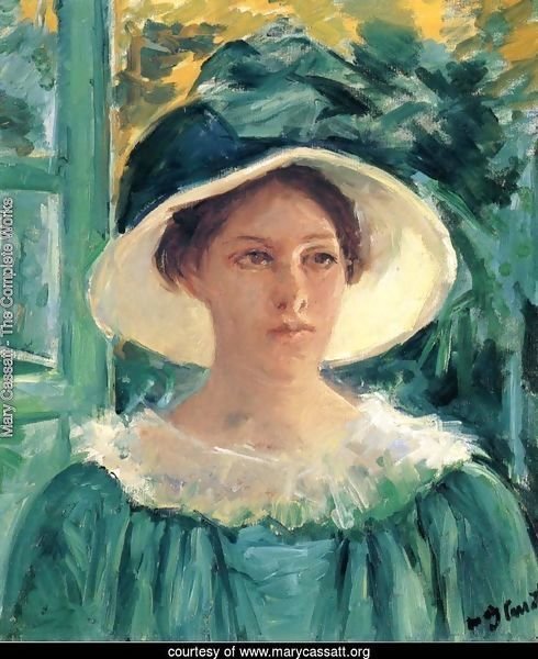 Young Woman In Green, Outdoors In The Sun