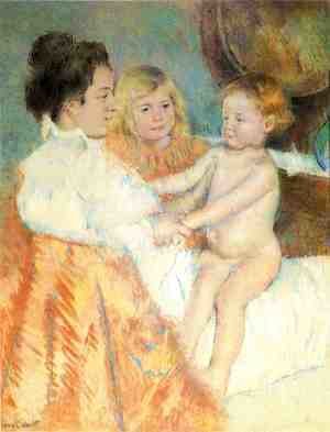 Mary Cassatt - Mother, Sara and the Baby (counterproof)