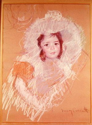 Mary Cassatt - Bust of a Young Girl or Margot Lux with a Large Hat