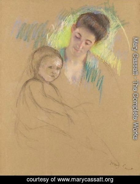 Mary Cassatt - Sketch of Mother Jeanne Looking Down at Her Baby