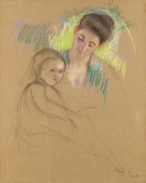 Mary Cassatt - Sketch of Mother Jeanne Looking Down at Her Baby