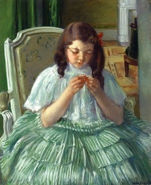 Mary Cassatt - Francoise in Green, Sewing