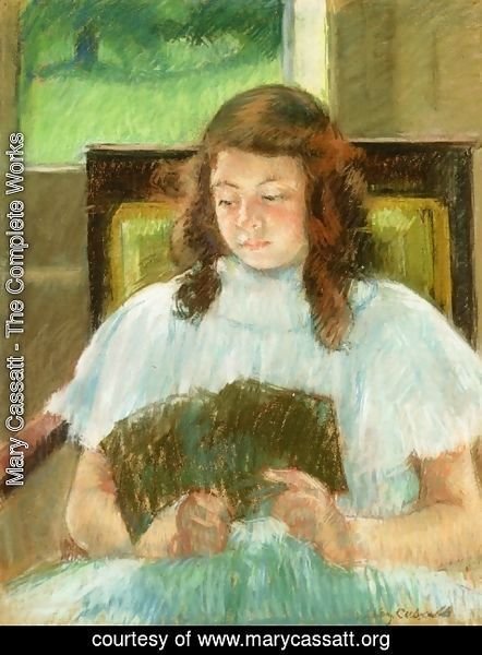 Mary Cassatt - Francoise In A Square Backed Chair  Read Aka Young Girl Reading Young Girl In A Blue Dress