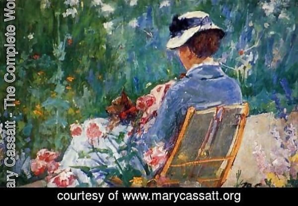 Mary Cassatt - Lydia Seated In The Garden With A Dog In Her Lap