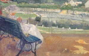 Lydia Seated On A Terrace  Crocheting
