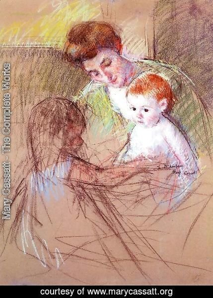 Mary Cassatt - Mother And Daughter Looking At The Baby