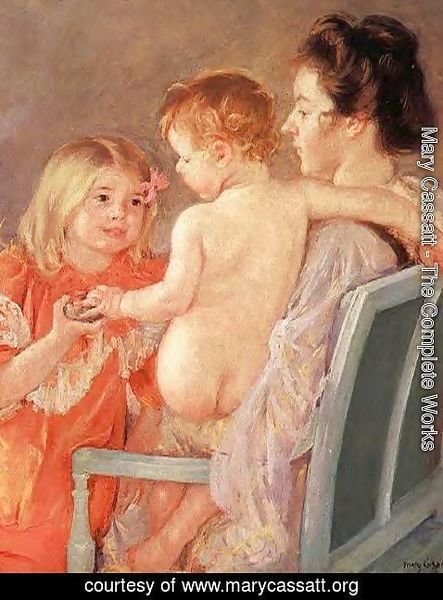 Mary Cassatt - Sara Handing A Toy To The Baby