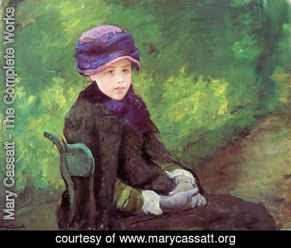 Mary Cassatt - Susan Seated Outdoors Wearing A Purple Hat