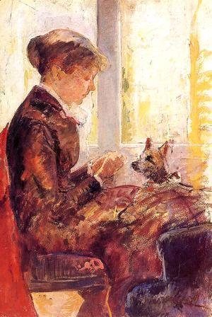 Mary Cassatt - Woman By A Window Feeding Her Dog