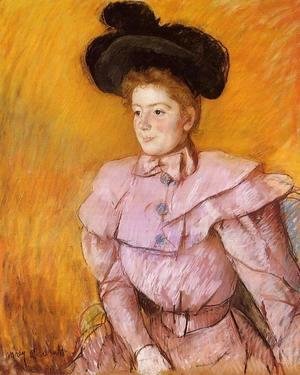 Mary Cassatt - Woman In A Black Hat And A Raspberry Pink Costume
