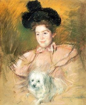 Mary Cassatt - Woman In Raspberry Costume Holding A Dog