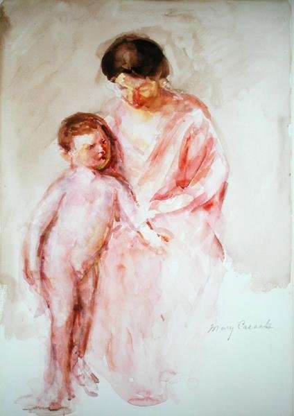 Woman with a Nude Boy at her Side by Mary Cassatt