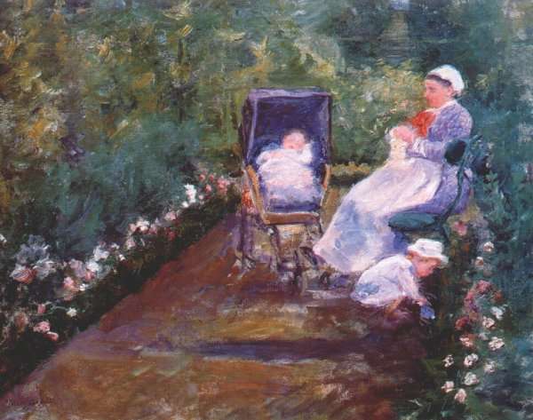 Children In A Garden by Mary Cassatt