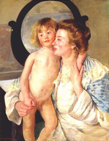 Mother And Child Aka The Oval Mirror by Mary Cassatt