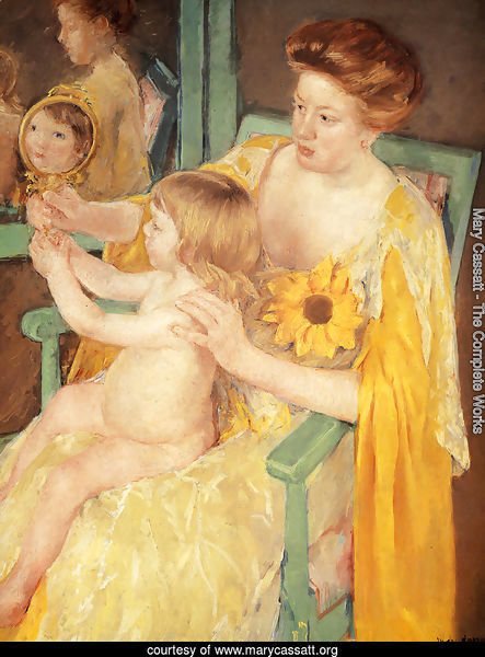 Mother Wearing A Sunflower On Her Dress