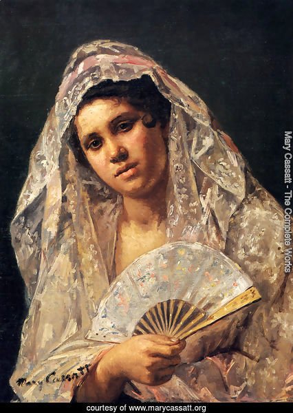 Spanish Dancer Wearing A Lace Mantilla