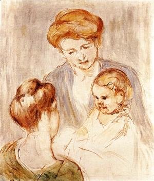 Mary Cassatt - A Baby Smiling At Two Young Women