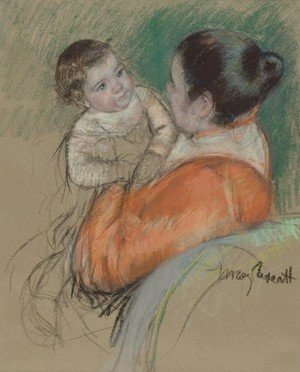 Mary Cassatt - Mother Louise Holding up her Blue-Eyed Child