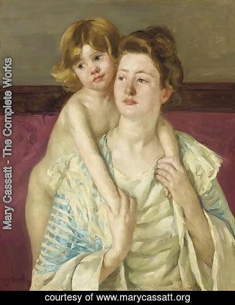 Mary Cassatt - Antoinette Holding Her Child by Both Hands
