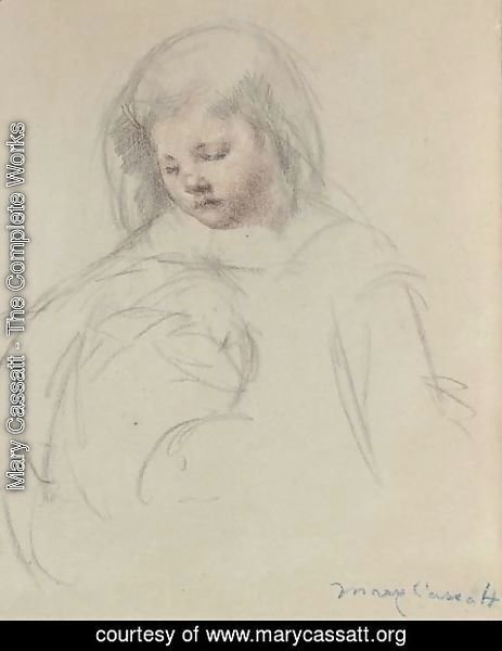 Mary Cassatt - Sketch for 'Sara...Feeding Her Dog'