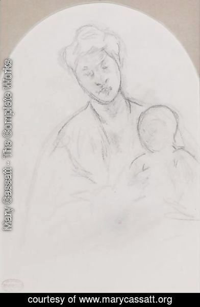 Mary Cassatt - Femme Tenant Son Enfant Sur Les Genoux (Mother Jeanne Holding Her Baby)