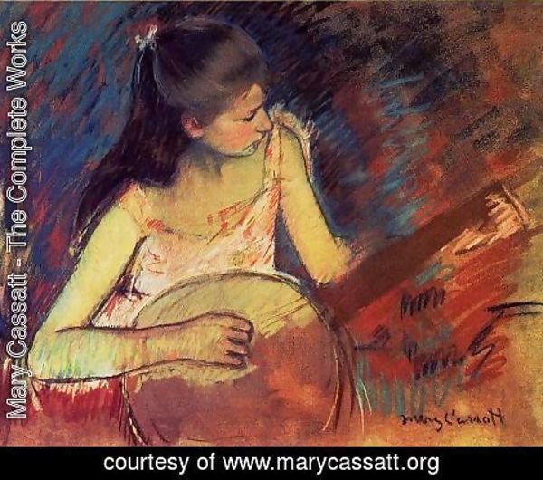 Mary Cassatt Girl With A Banjo Painting Reproduction 