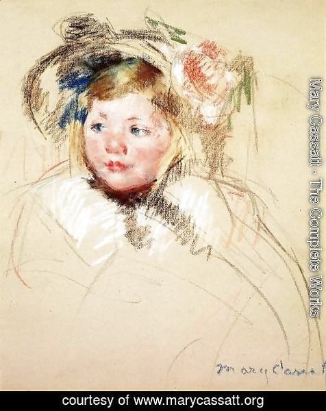 Mary Cassatt - Head Of Sara In A Bonnet Looking Left