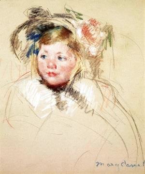 Mary Cassatt - Head Of Sara In A Bonnet Looking Left