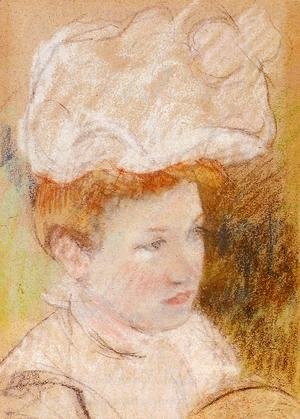 Mary Cassatt - Leontine In A Pink Fluffy Hat