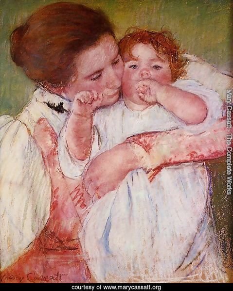 Little Ann Sucking Her Finger  Embraced By Her Mother