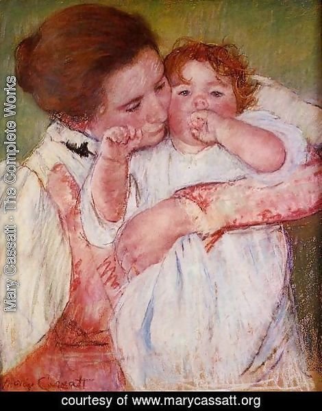 Mary Cassatt - Little Ann Sucking Her Finger  Embraced By Her Mother
