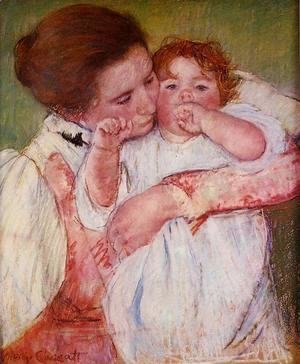 Little Ann Sucking Her Finger  Embraced By Her Mother