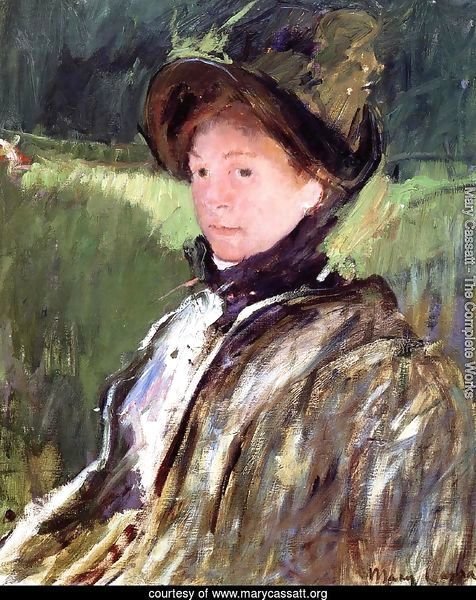 Lydia Cassatt In A Green Bonnet And A Coat
