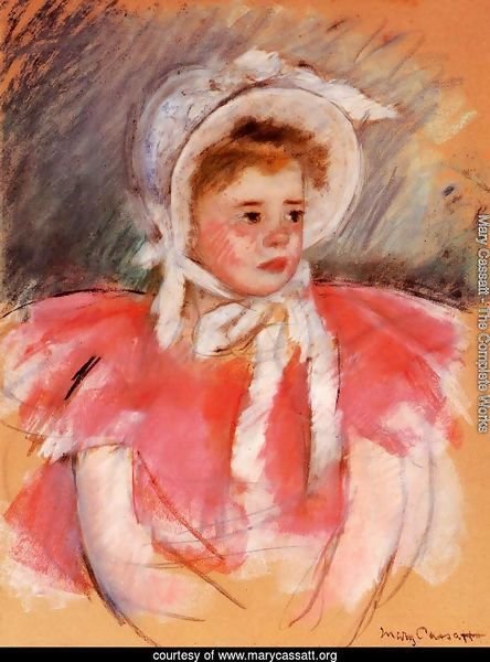 Simone In White Bonnet Seated With Clasped Hands
