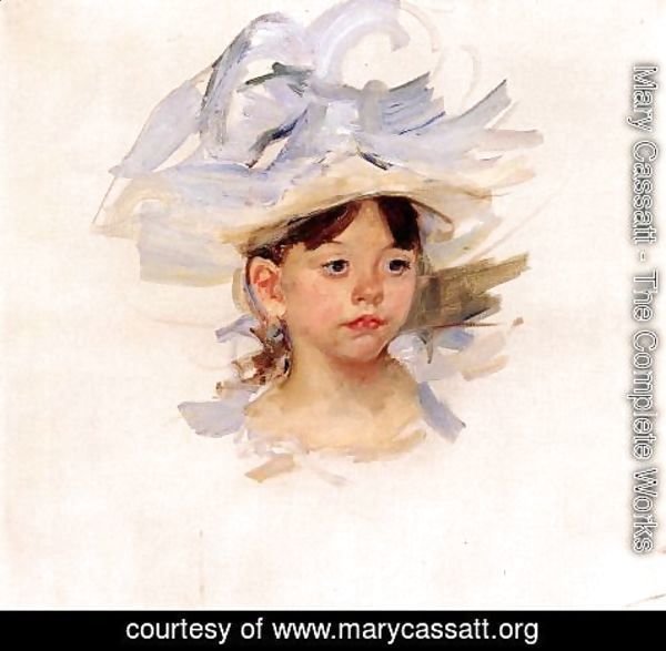 Mary Cassatt - Sketch Of Ellen Mary Cassatt In A Big Blue Hat
