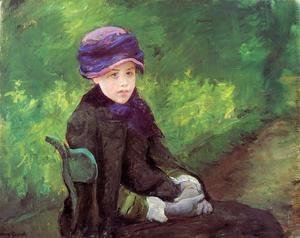 Mary Cassatt - Susan Seated Outdoors Wearing A Purple Hat